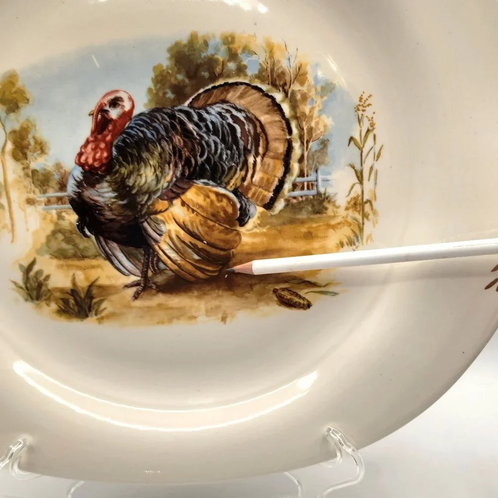 Vintage Limoges Candle Light USA Thanksgiving Turkey Platter 22K Gold Rare *Pics